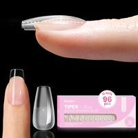 Beetles Tipex Lite Apex Nail Tips, 96PCS 256PCS 512PCS Stiletto Square Almond Coffin Pre-Building Pre-Etched Acrylic Nail Tips for Flat Nails & C-Curves Nail Beds