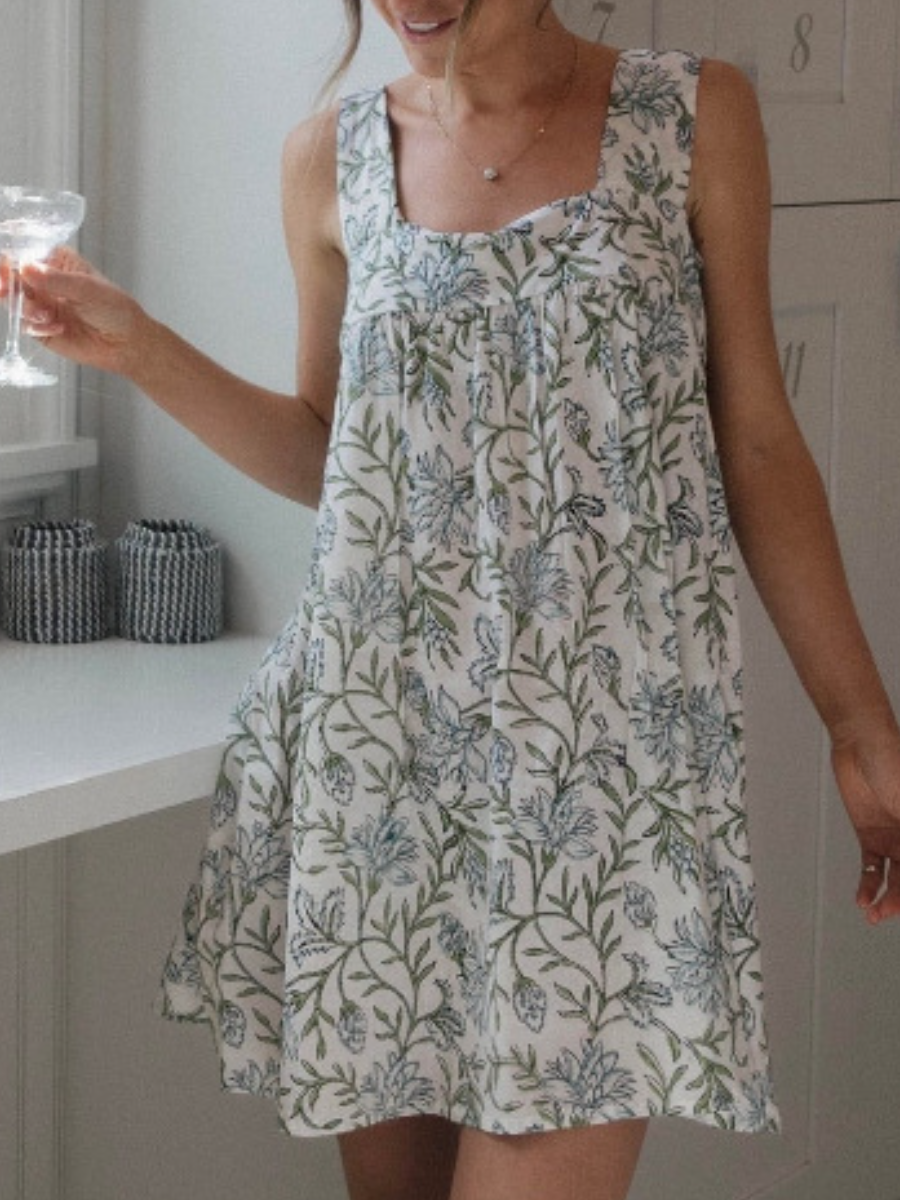 Adorable Printed Lace-Up Dress