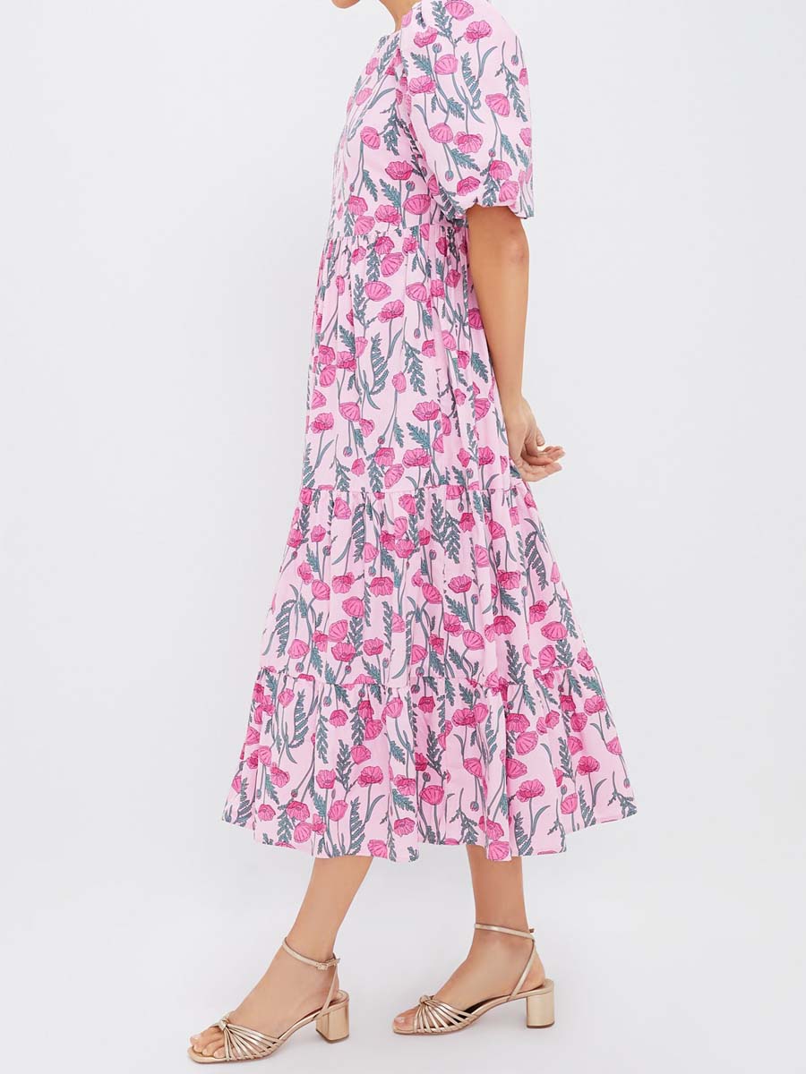 Floral Puff Sleeve Maxi Dress