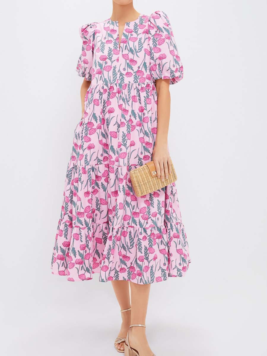Floral Puff Sleeve Maxi Dress