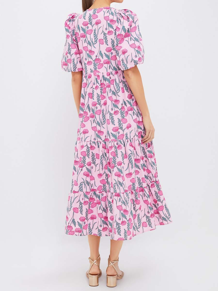 Floral Puff Sleeve Maxi Dress