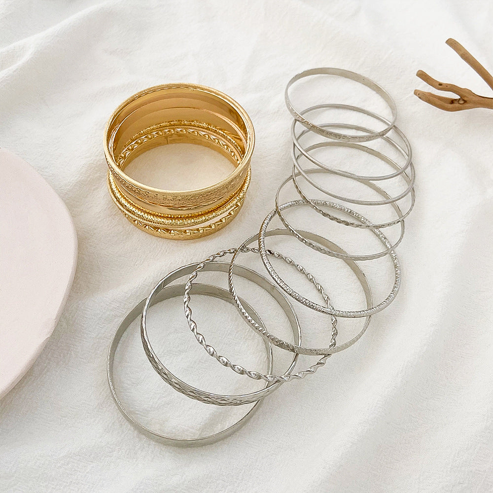 Vintage Bangle Bracelet Set - 10 Pieces