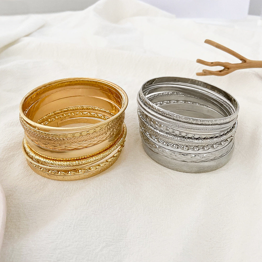 Vintage Bangle Bracelet Set - 10 Pieces