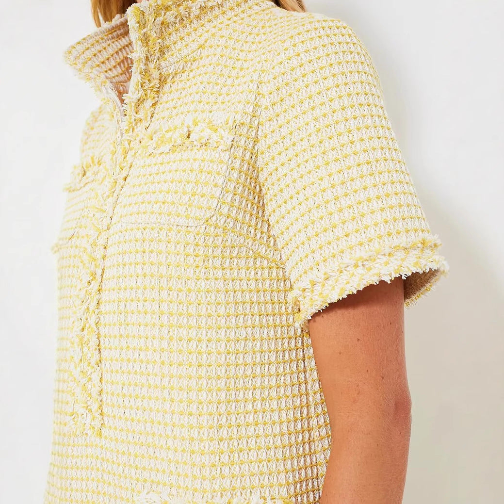 Demure Tweed Dress With Zipper Pockets