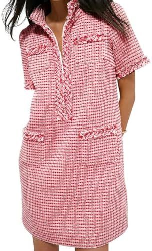 Demure Tweed Dress With Zipper Pockets