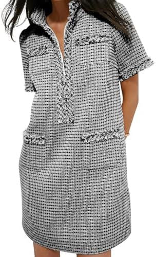 Demure Tweed Dress With Zipper Pockets