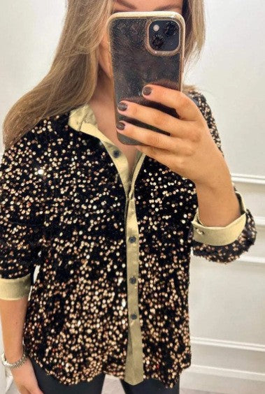 Sequin Long Sleeve Shirt