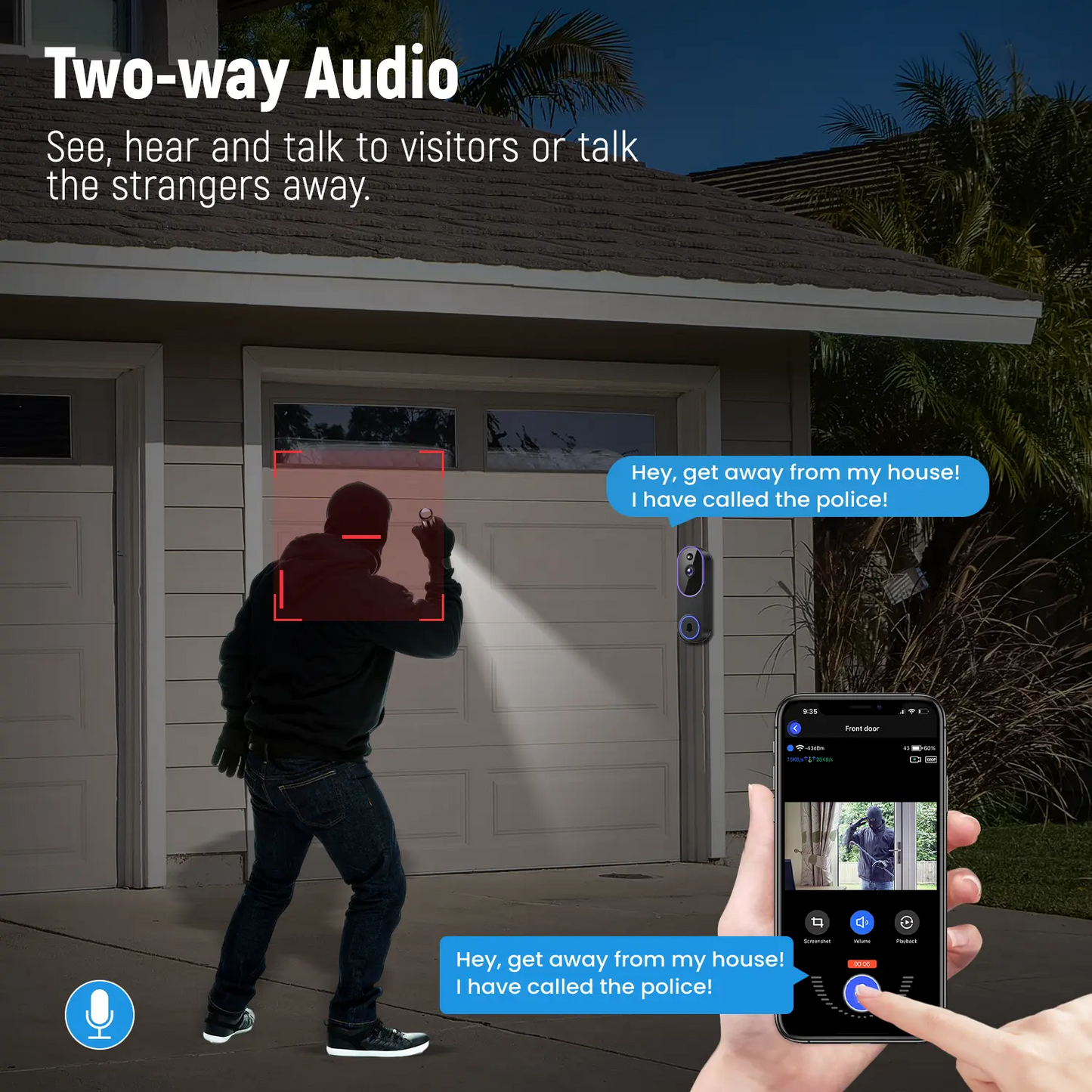 1080P Wireless Video Doorbell Camera, Smart AI Human Detection 2.4G WiFi Only