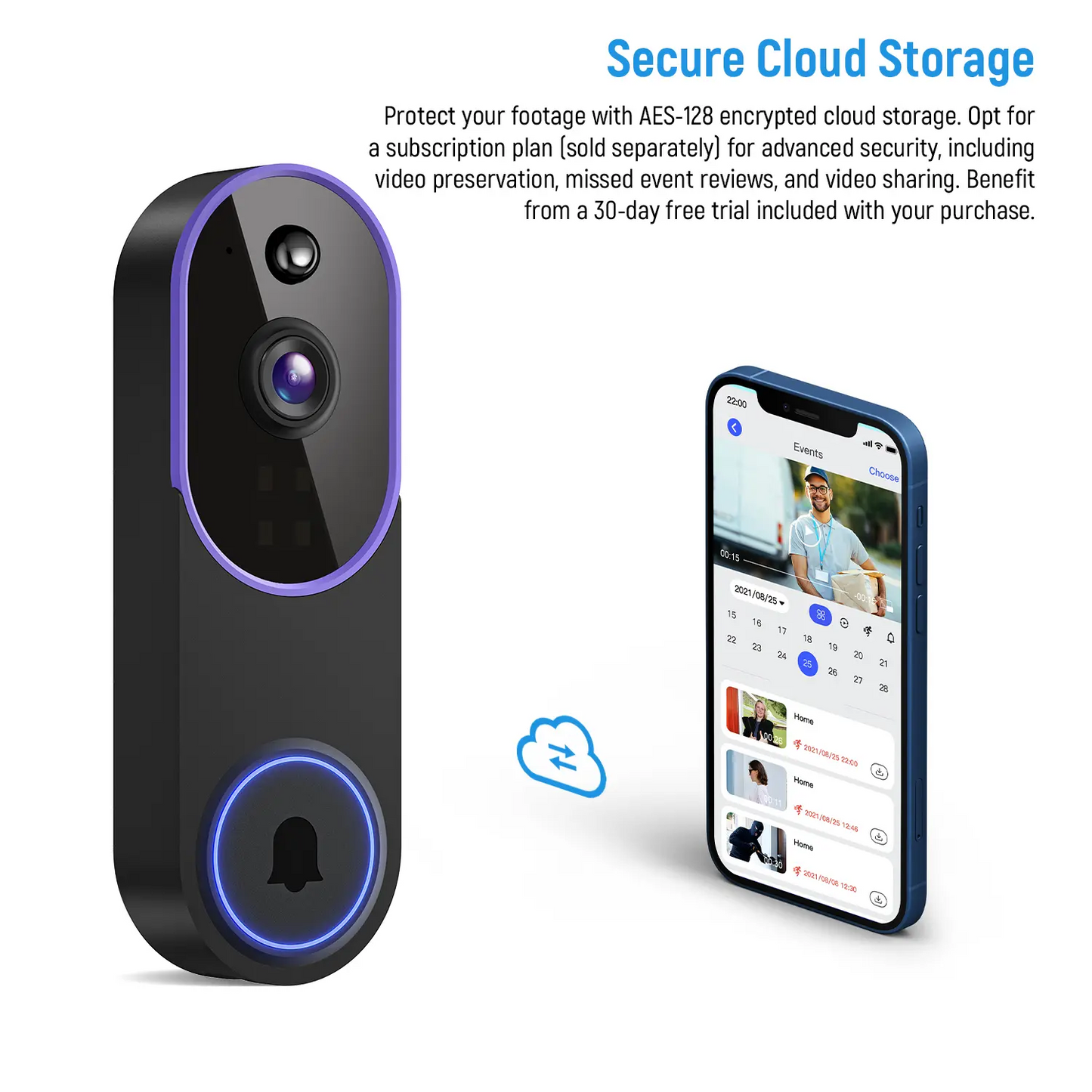 1080P Wireless Video Doorbell Camera, Smart AI Human Detection 2.4G WiFi Only