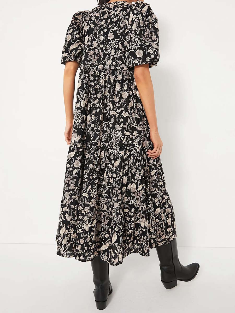 Floral Puff Sleeve Maxi Dress