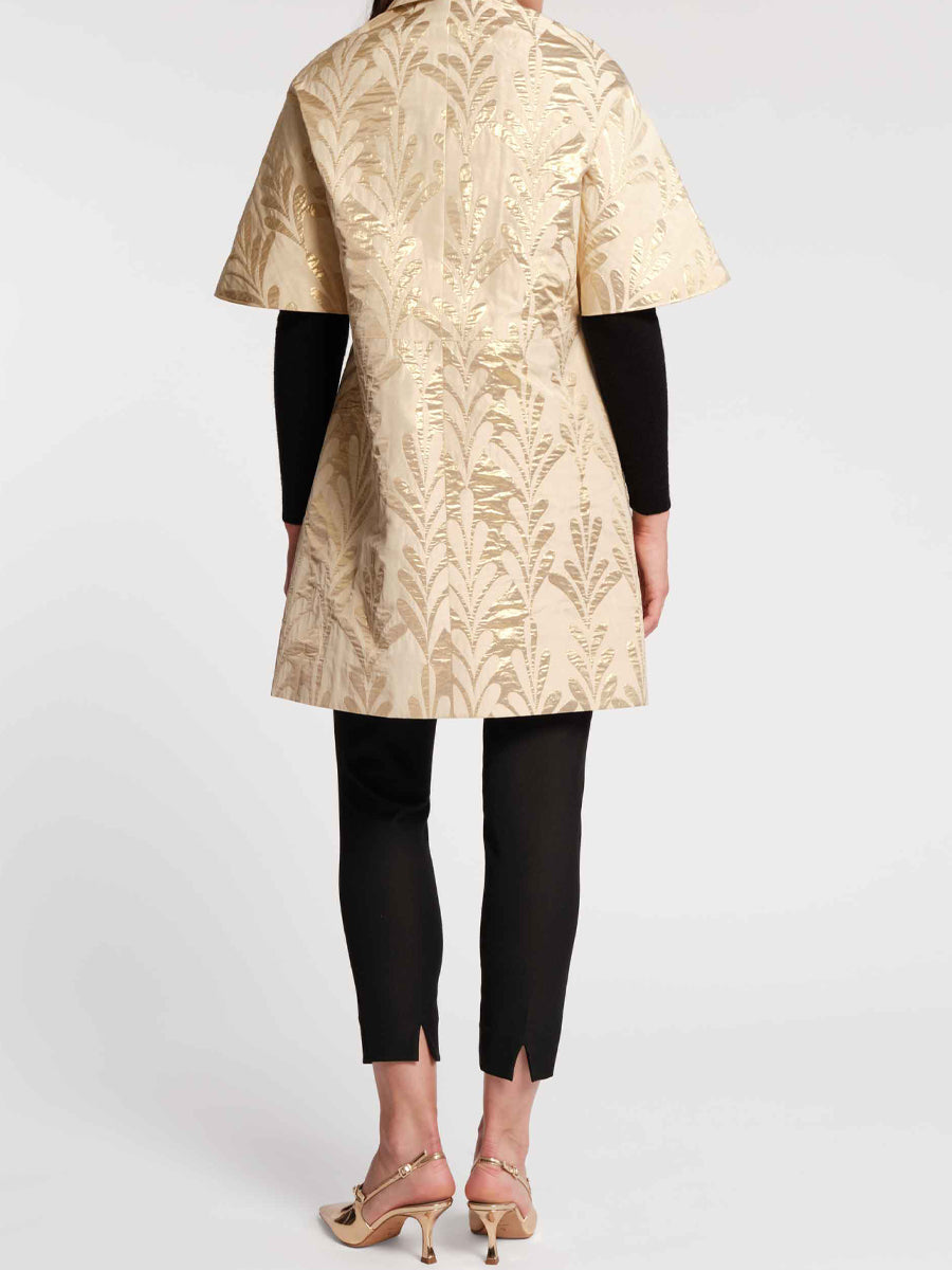 Printed Bow Ties Caplet Sleeves Jacket