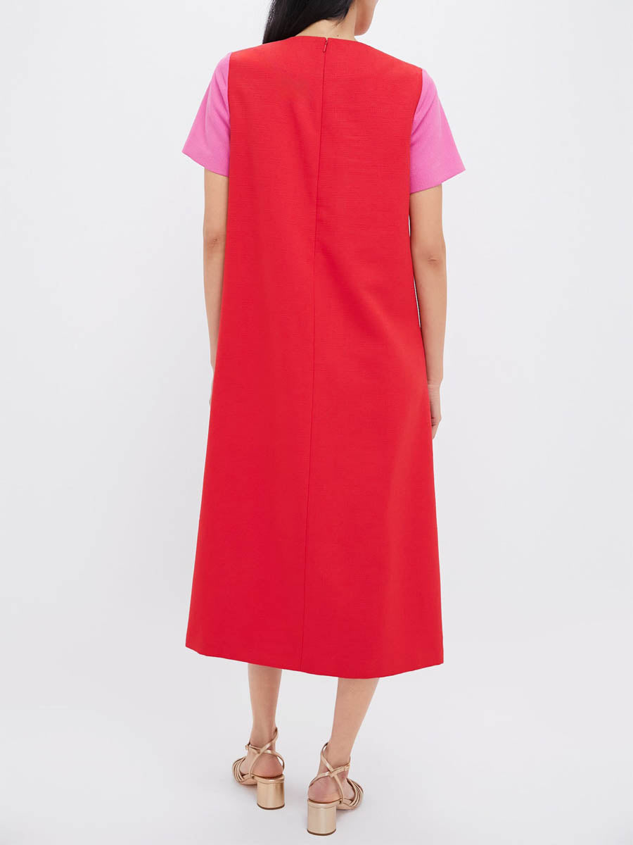 Color Block Short Sleeve A-line Dress