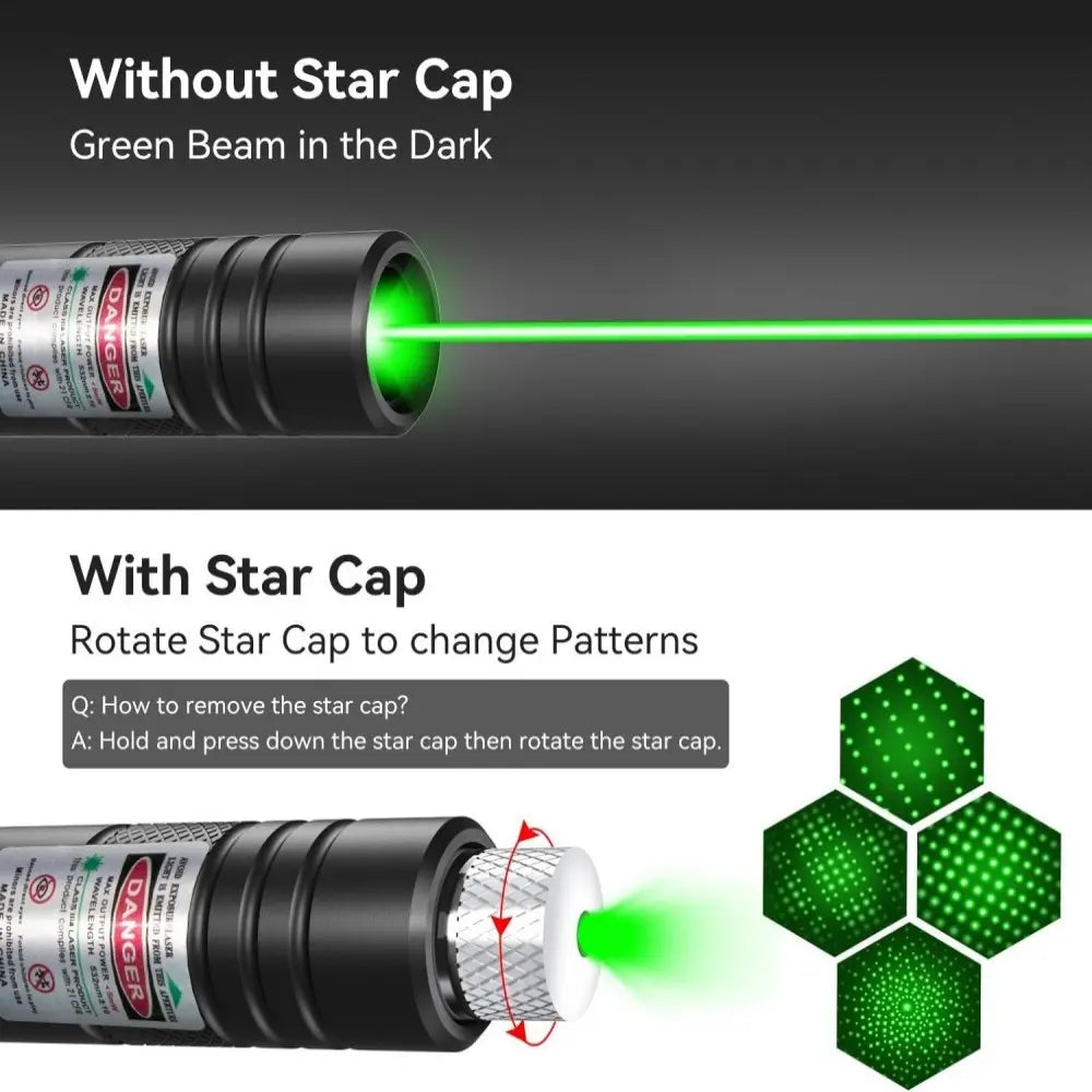 Green Powerful Tactical Flashlight with Adjustable Focus, Green Laser Pointer Long Range