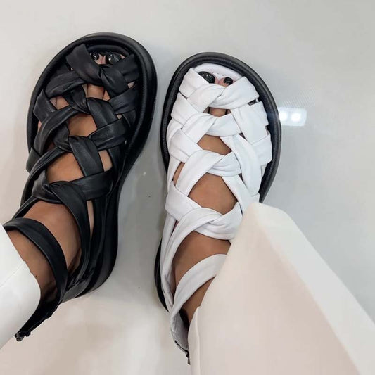 Soft-soled Woven Platform Sandals