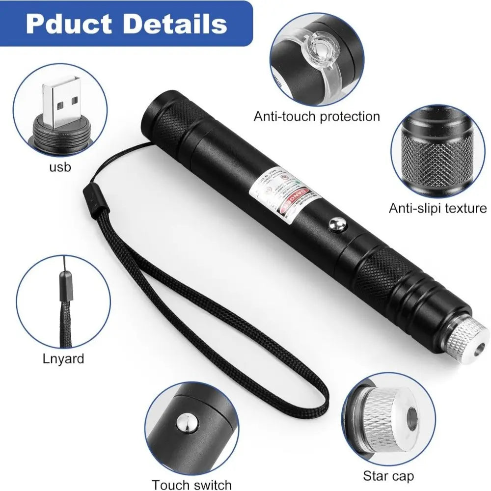 Green Powerful Tactical Flashlight with Adjustable Focus, Green Laser Pointer Long Range