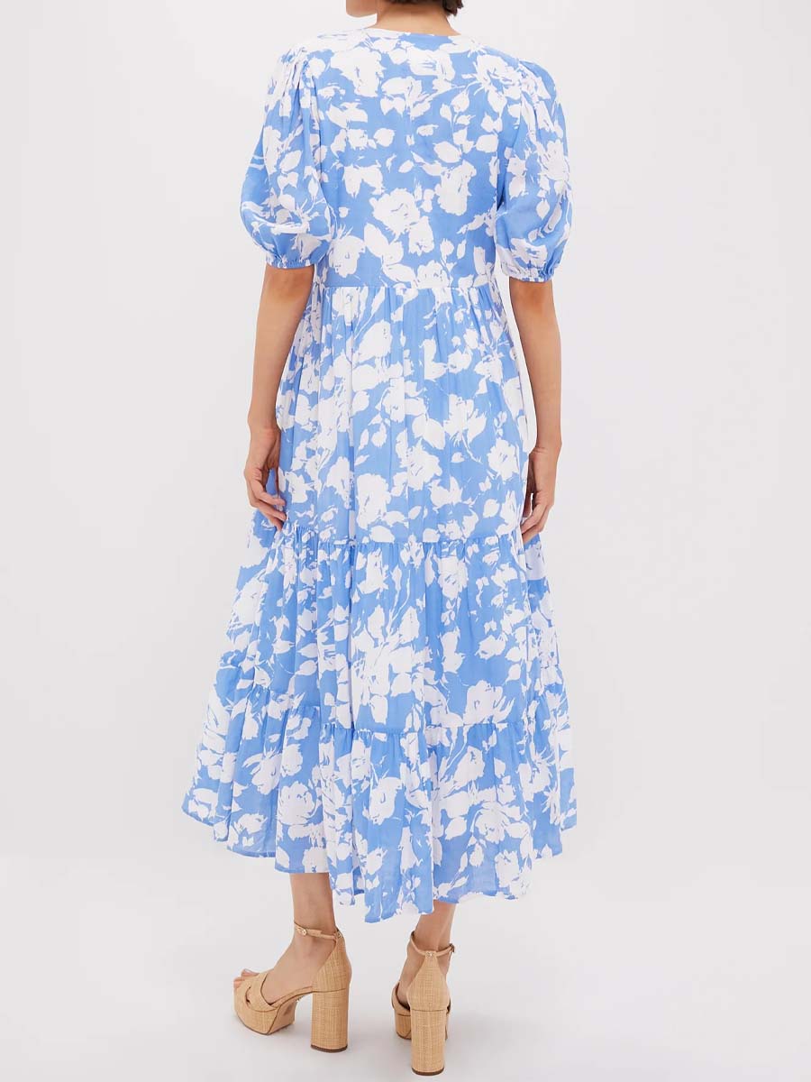 Floral Puff Sleeve Maxi Dress
