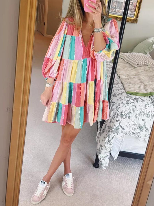 Sequined Multi Colored Mini Dress