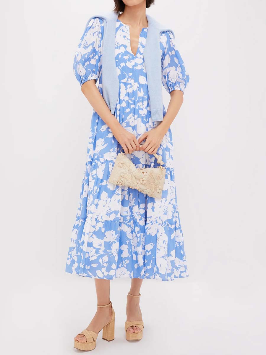 Floral Puff Sleeve Maxi Dress