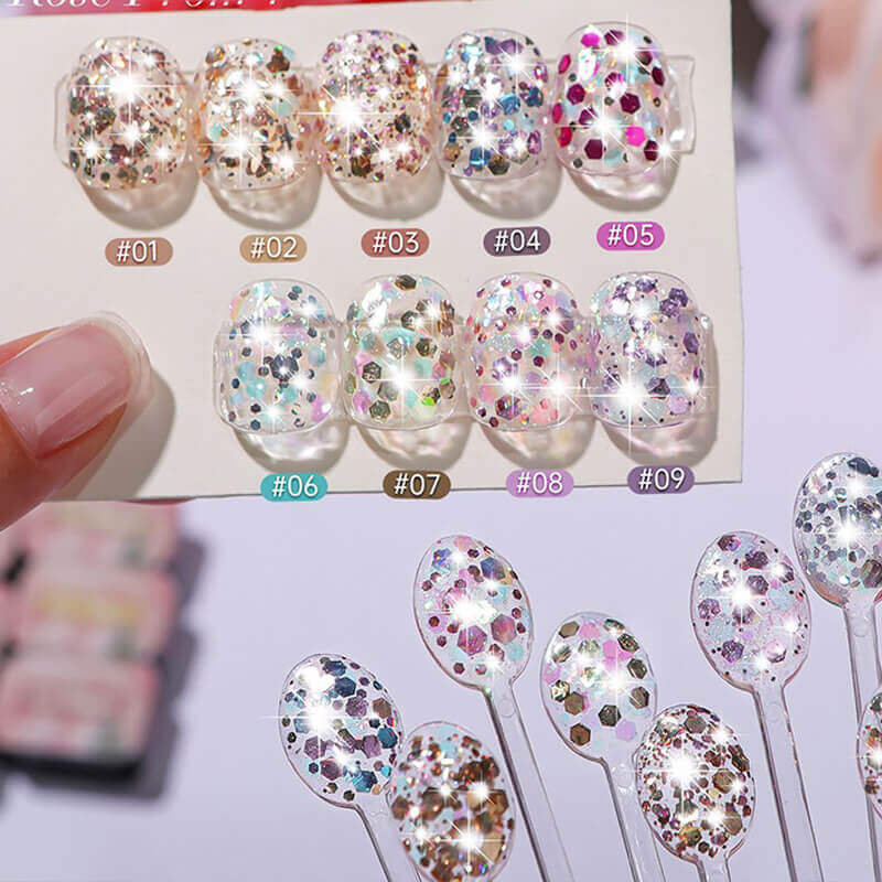 9-Color Glitter Gel Polish Palette – Nail Art Gel Set