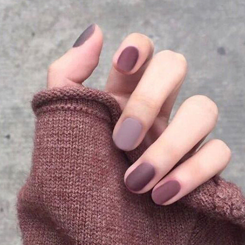 136 Frosted Nude Color Short Length Dark Fake Nails Nail Tips