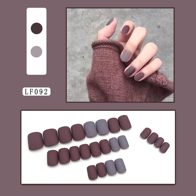 136 Frosted Nude Color Short Length Dark Fake Nails Nail Tips