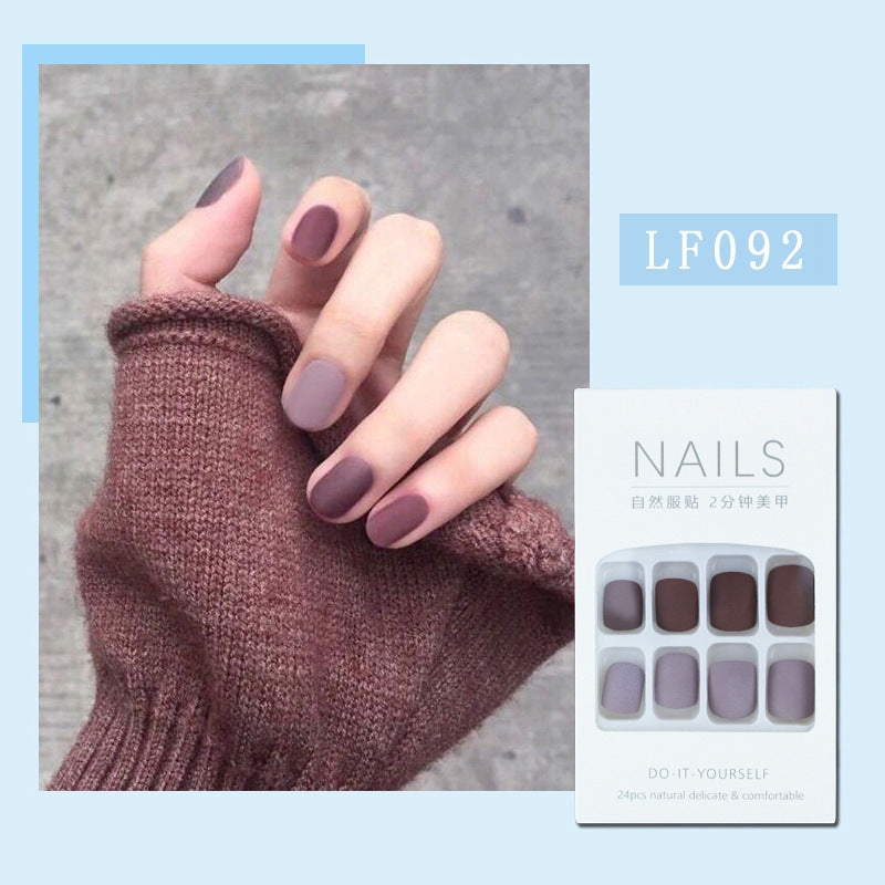 136 Frosted Nude Color Short Length Dark Fake Nails Nail Tips