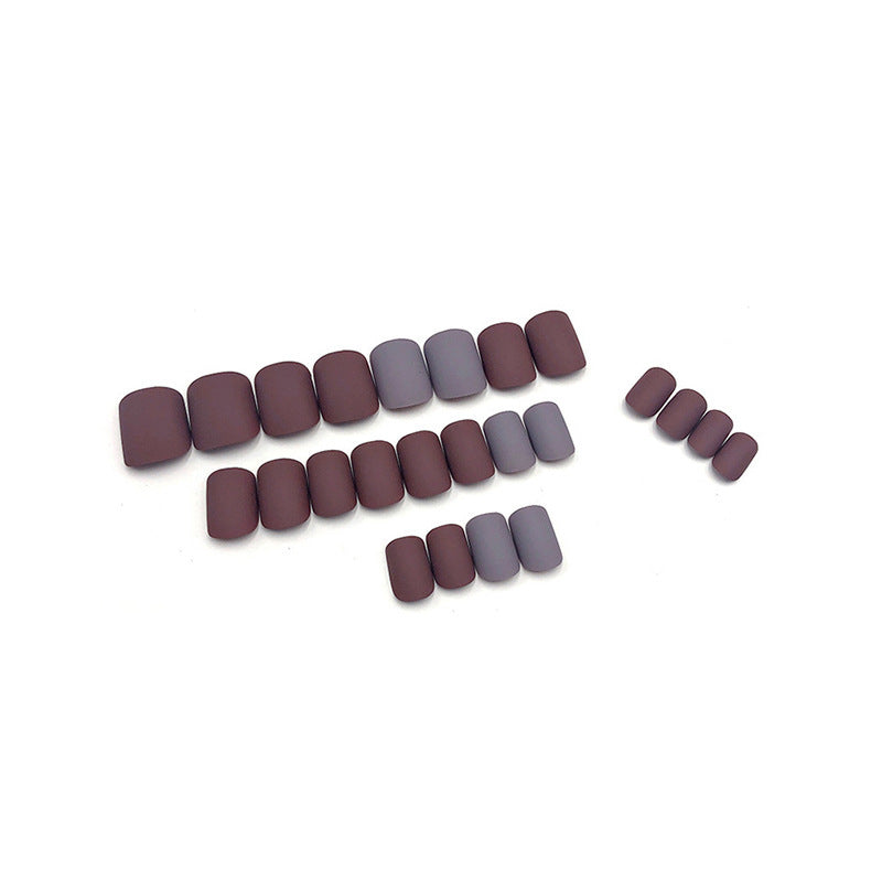 136 Frosted Nude Color Short Length Dark Fake Nails Nail Tips