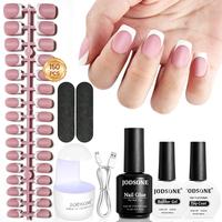 JODSONE 154PCS New Upgrade French Gel Nail Tips Kit French Tip Press on Nails Soft Fack Nail Tips Gel Nail Glue,Builder Gel,Top Coat,Nail Lamp All Included for Nail Art Easy DIY