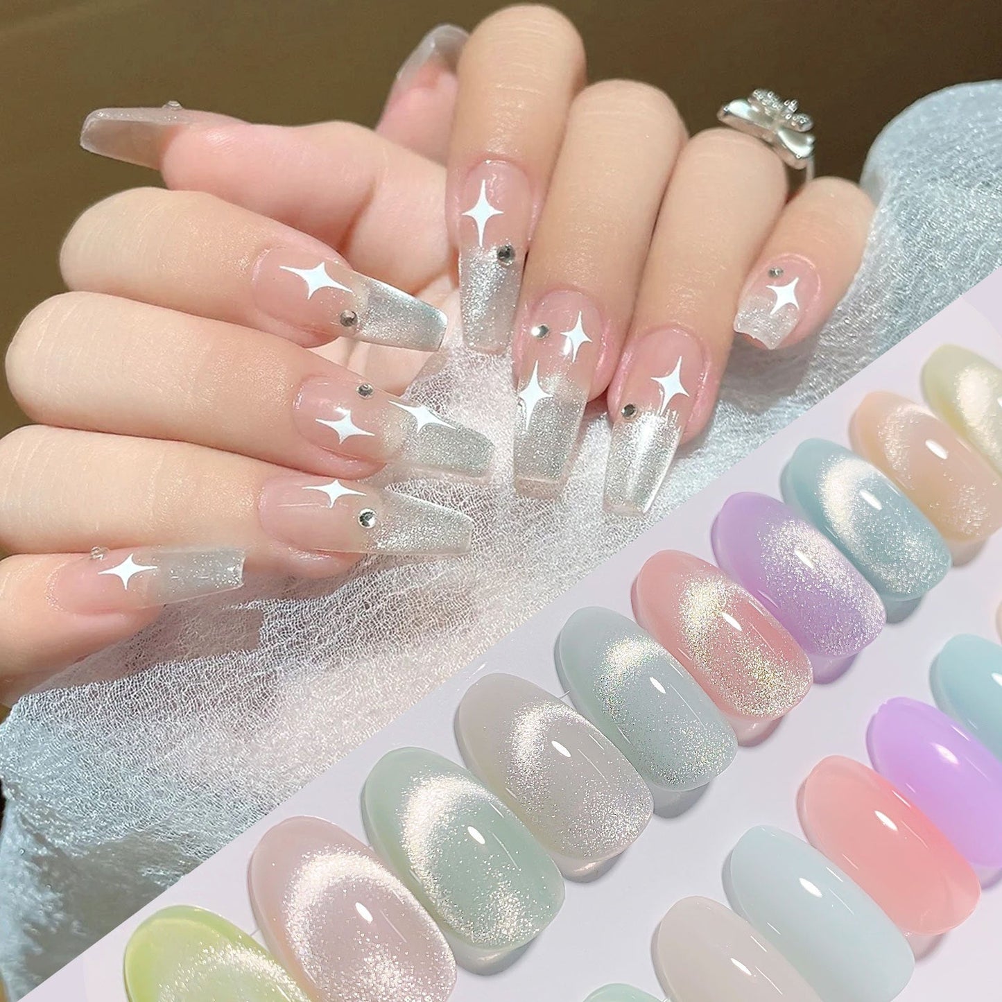 Cat Eye Gel Nail Polish Glitter Holographic Nail Polish with Magne