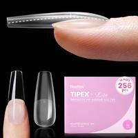 Beetles Tipex Lite Apex Nail Tips, 96PCS 256PCS 512PCS Stiletto Square Almond Coffin Pre-Building Pre-Etched Acrylic Nail Tips for Flat Nails & C-Curves Nail Beds