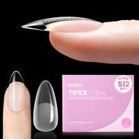 Beetles Tipex Lite Apex Nail Tips, 96PCS 256PCS 512PCS Stiletto Square Almond Coffin Pre-Building Pre-Etched Acrylic Nail Tips for Flat Nails & C-Curves Nail Beds