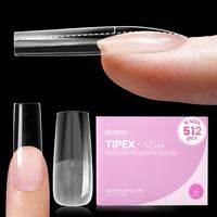 Beetles Tipex Lite Apex Nail Tips, 96PCS 256PCS 512PCS Stiletto Square Almond Coffin Pre-Building Pre-Etched Acrylic Nail Tips for Flat Nails & C-Curves Nail Beds