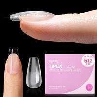 Beetles Tipex Lite Apex Nail Tips, 96PCS 256PCS 512PCS Stiletto Square Almond Coffin Pre-Building Pre-Etched Acrylic Nail Tips for Flat Nails & C-Curves Nail Beds