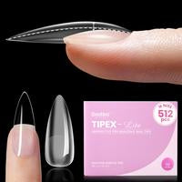 Beetles Tipex Lite Apex Nail Tips, 96PCS 256PCS 512PCS Stiletto Square Almond Coffin Pre-Building Pre-Etched Acrylic Nail Tips for Flat Nails & C-Curves Nail Beds