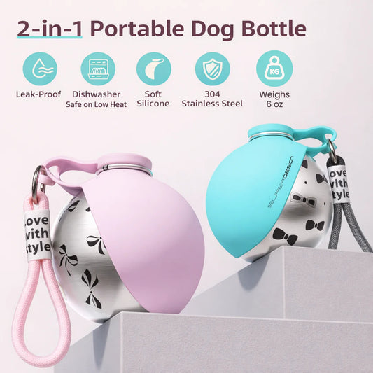 Dog Water Bottle with Bowl