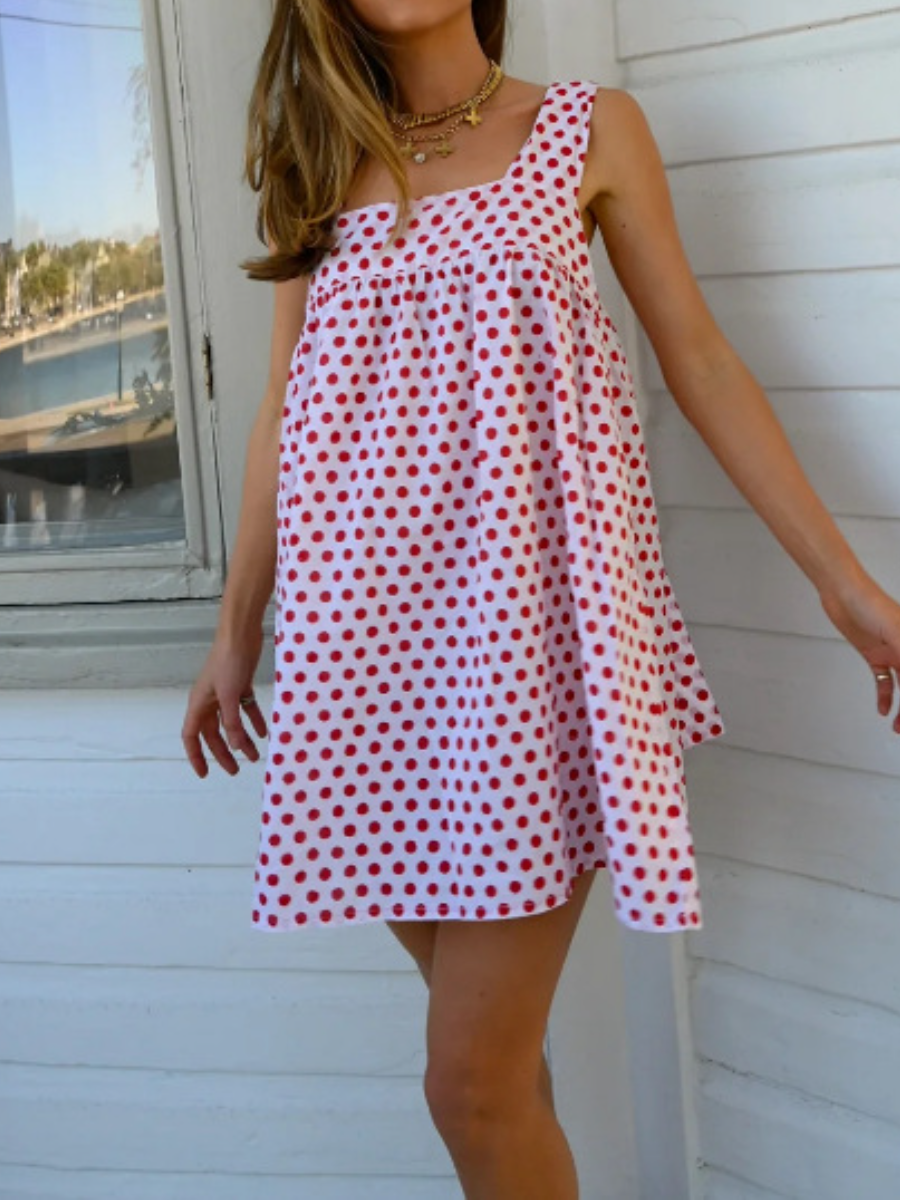 Adorable Printed Lace-Up Dress