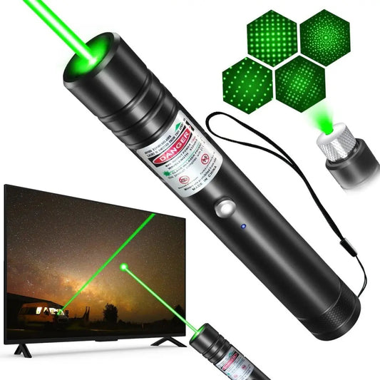 Green Powerful Tactical Flashlight with Adjustable Focus, Green Laser Pointer Long Range